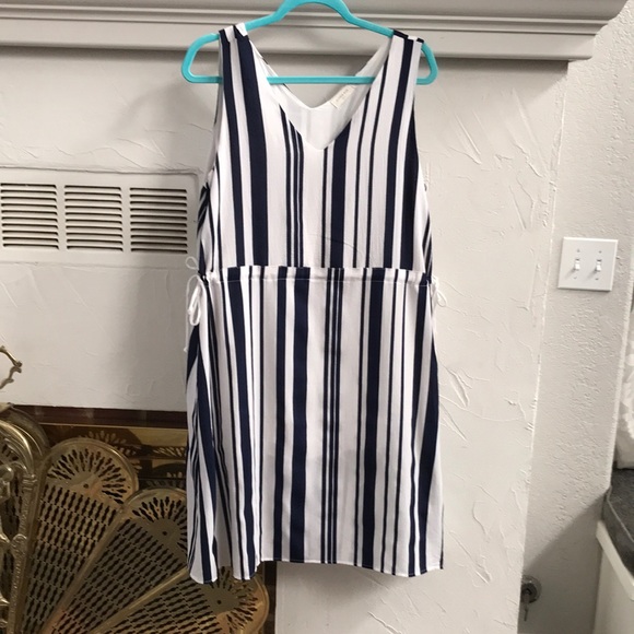 Sophie Rue navy stripe dress side ties to cinch - Picture 1 of 4